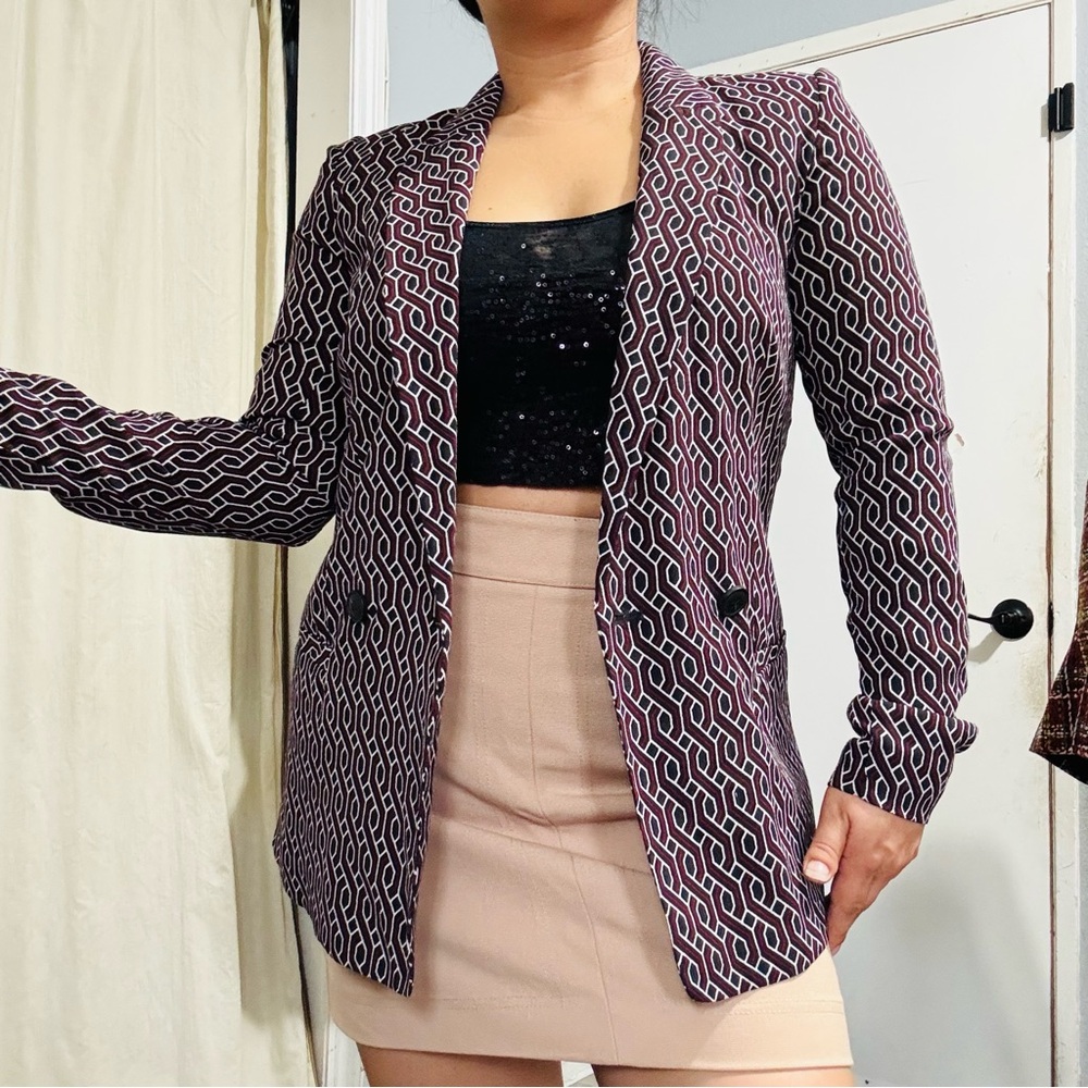 GP & J Baker‎ x H&M Women Patterned Lapel Collar Lightweight Blazer Size 0